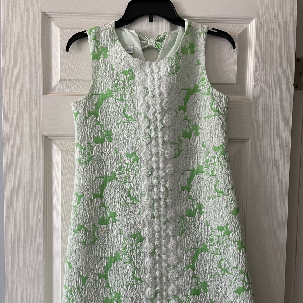 Green and White Preppy Floral Dress